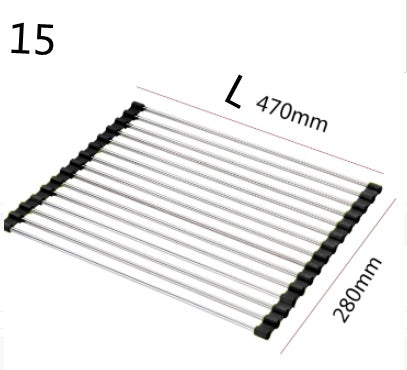 Folding Kitchen Drain Sink Rack – Stainless Steel