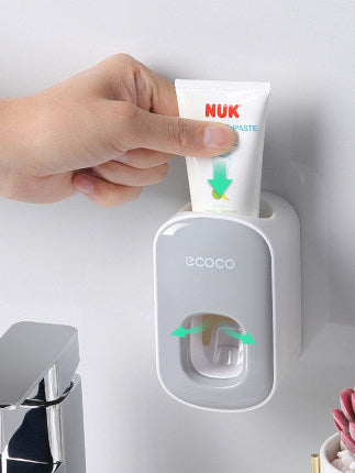 Wall-Mounted Automatic Toothpaste Dispenser & Storage Rack