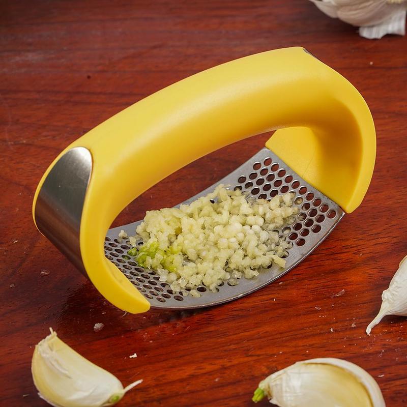 Stainless Steel Garlic Masher – Manual Curve Garlic Press