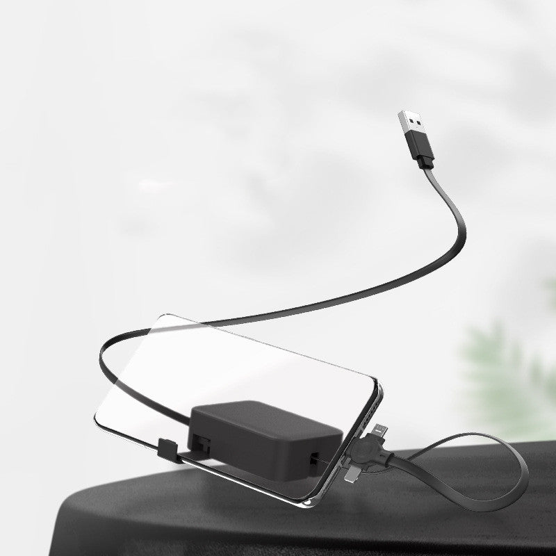 4-in-1 Retractable USB Cable with Phone Stand & Storage Box