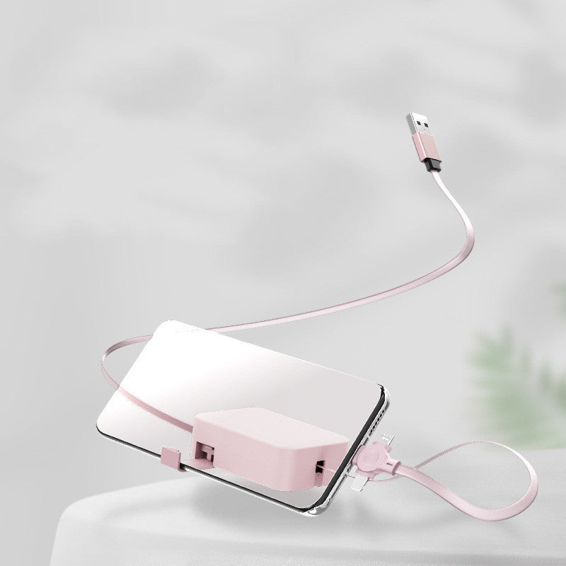 4-in-1 Retractable USB Cable with Phone Stand & Storage Box