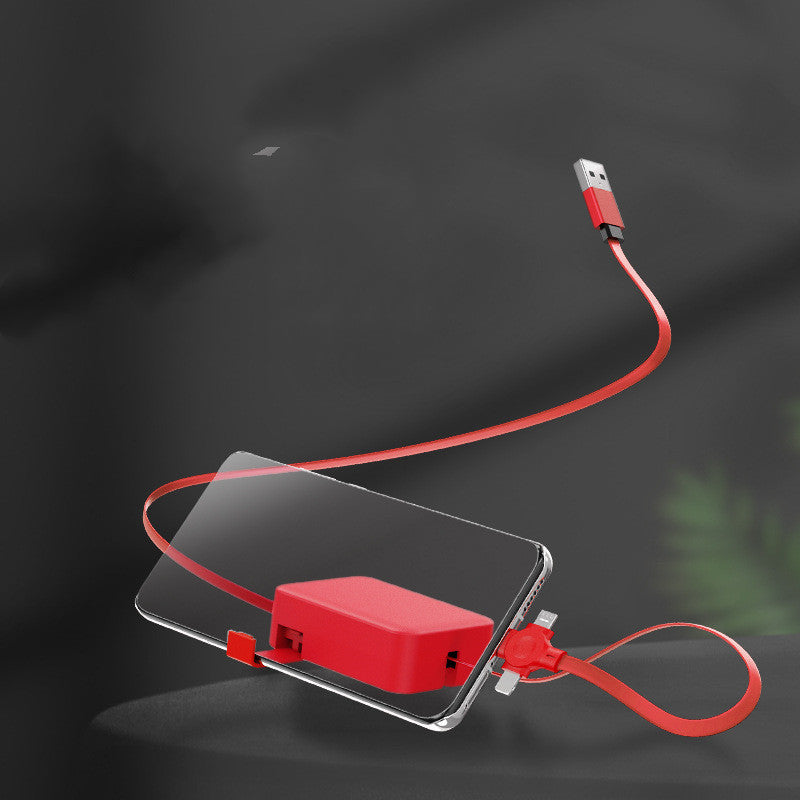 4-in-1 Retractable USB Cable with Phone Stand & Storage Box