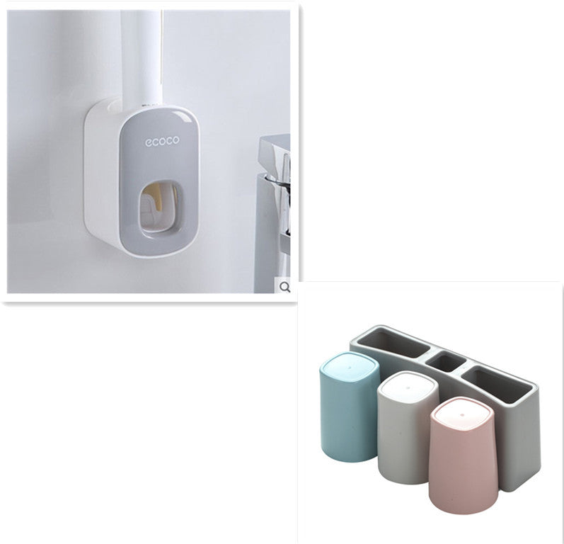 Wall-Mounted Automatic Toothpaste Dispenser & Storage Rack