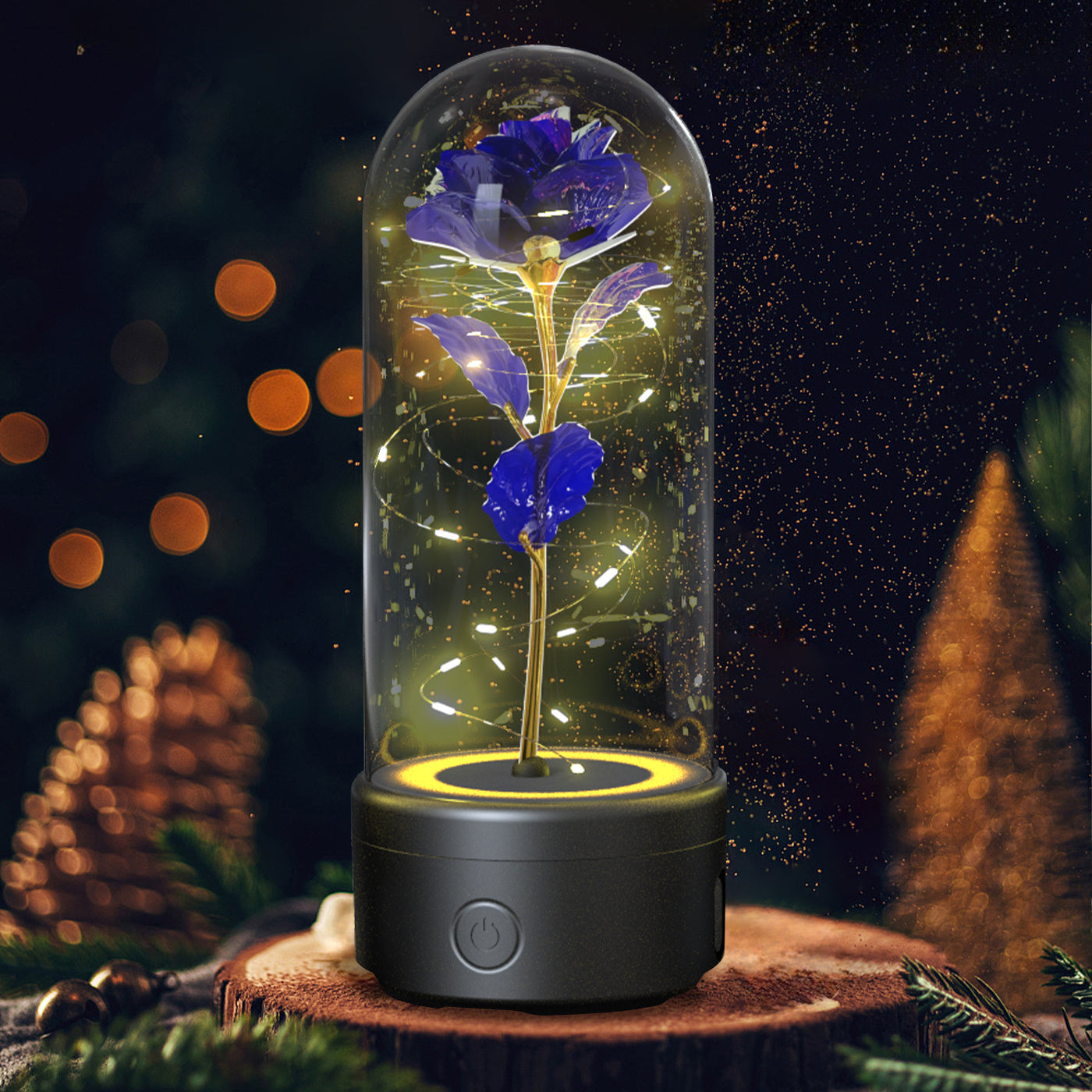 Creative 2-in-1 Rose Flowers LED Light and Bluetooth-Compatible Speaker