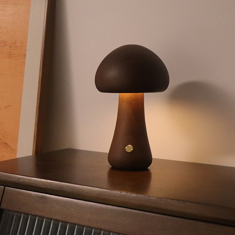 Wooden Mushroom LED Night Light – Cozy & Touch-Activated
