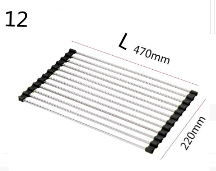 Folding Kitchen Drain Sink Rack – Stainless Steel