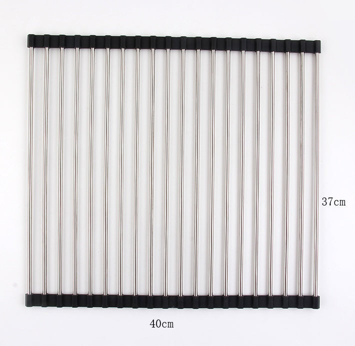 Folding Kitchen Drain Sink Rack – Stainless Steel