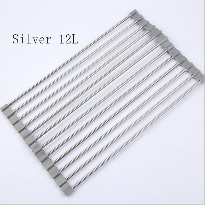 Folding Kitchen Drain Sink Rack – Stainless Steel