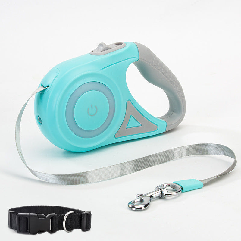 Retractable Dog Leash with Collar – Automatic Spotlight Pet Traction Rope