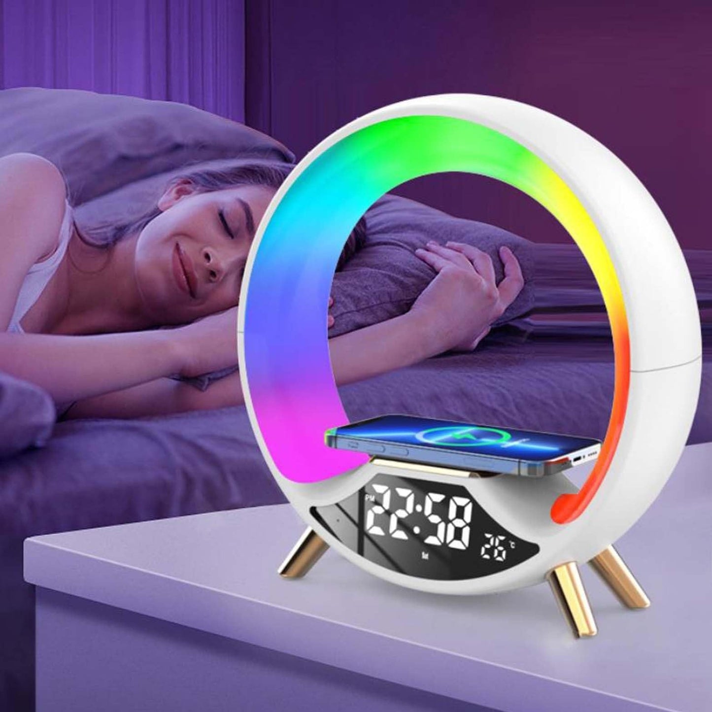 O Light Three-In-One Wireless Charging Bluetooth Speaker & Night Light