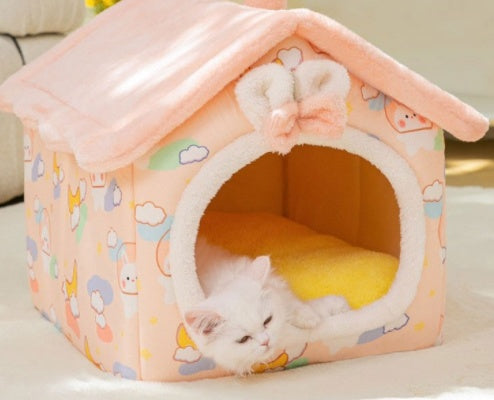 Foldable Dog House & Cat Bed – Cozy Winter Pet Nest