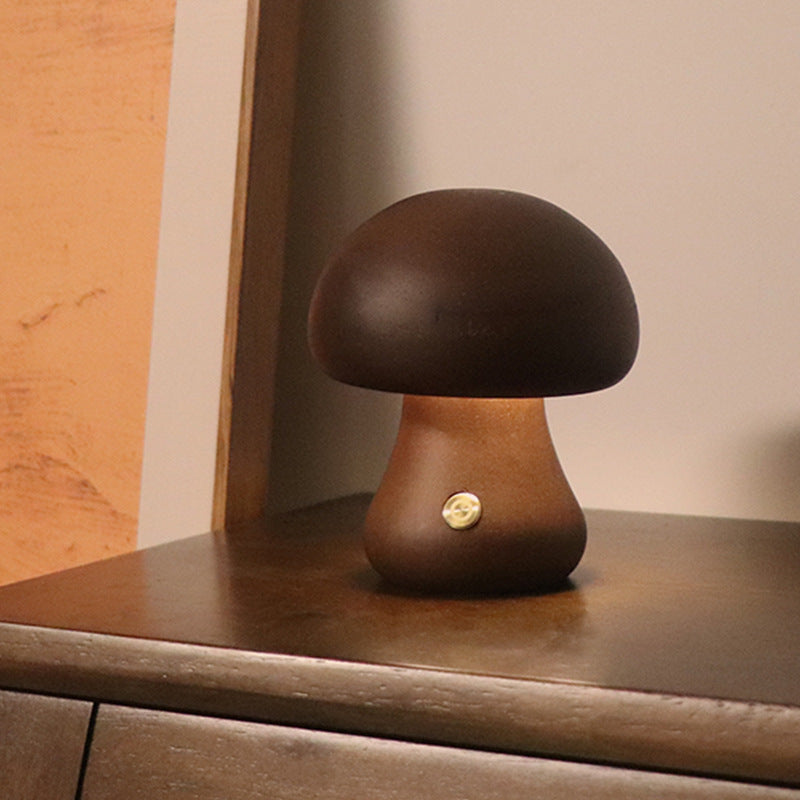 Wooden Mushroom LED Night Light – Cozy & Touch-Activated