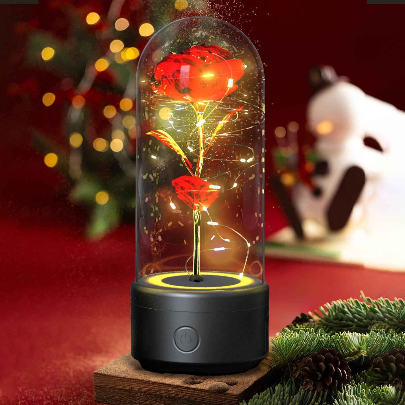 Creative 2-in-1 Rose Flowers LED Light and Bluetooth-Compatible Speaker