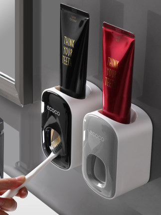 Wall-Mounted Automatic Toothpaste Dispenser & Storage Rack