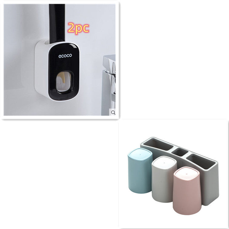 Wall-Mounted Automatic Toothpaste Dispenser & Storage Rack
