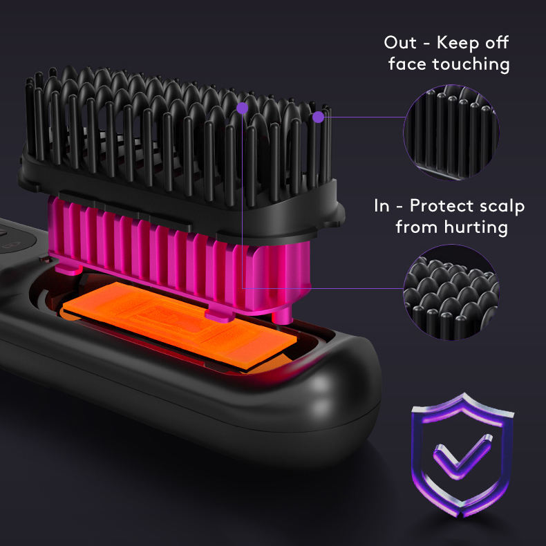 2-in-1 Wireless Hair Straightener Brush – Fast Heating, Portable, USB Charging for Effortless Styling