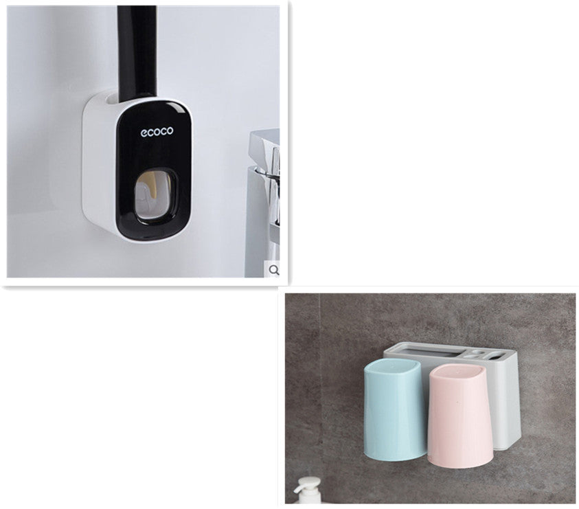 Wall-Mounted Automatic Toothpaste Dispenser & Storage Rack