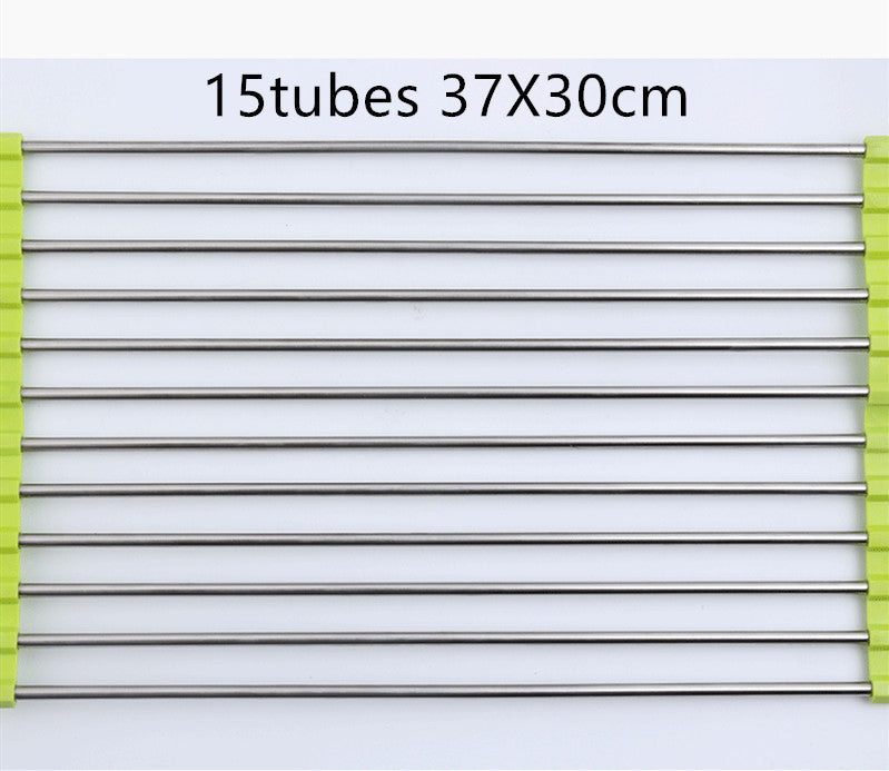 Folding Kitchen Drain Sink Rack – Stainless Steel