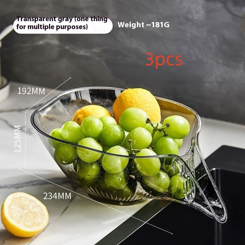 Household Self-Draining Dish & Fruit Washing Basin β Convenience Meets Functionality