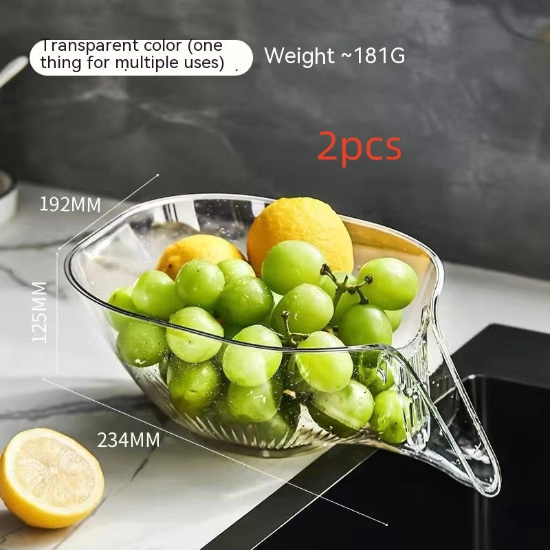 Household Self-Draining Dish & Fruit Washing Basin β Convenience Meets Functionality