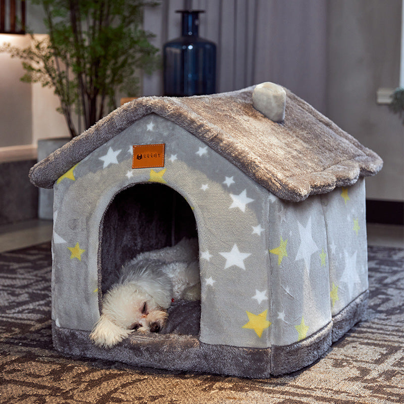 Foldable Dog House & Cat Bed – Cozy Winter Pet Nest