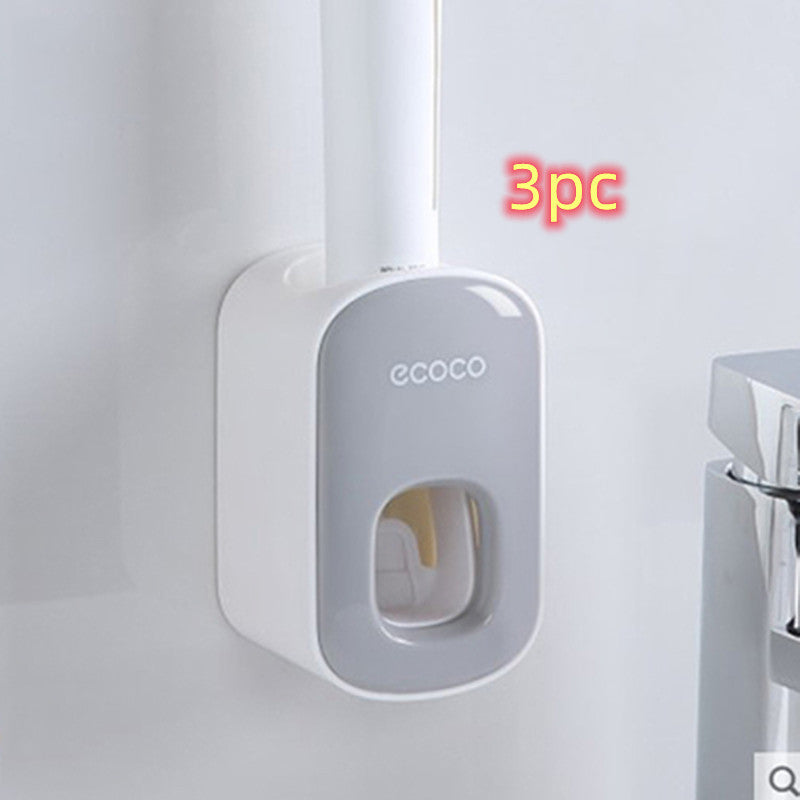 Wall-Mounted Automatic Toothpaste Dispenser & Storage Rack