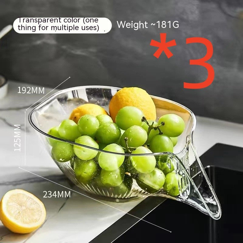 Household Self-Draining Dish & Fruit Washing Basin β Convenience Meets Functionality