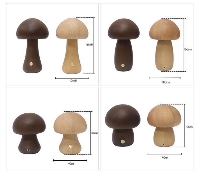 Wooden Mushroom LED Night Light – Cozy & Touch-Activated