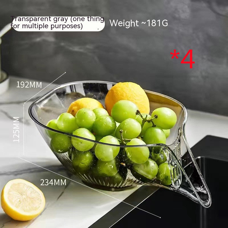 Household Self-Draining Dish & Fruit Washing Basin β Convenience Meets Functionality