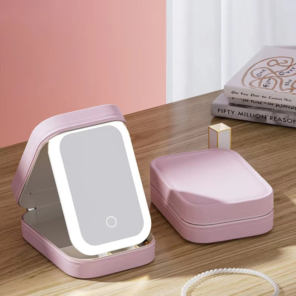 LED Makeup Bag with Mirror – Portable & Stylish Cosmetic Storage