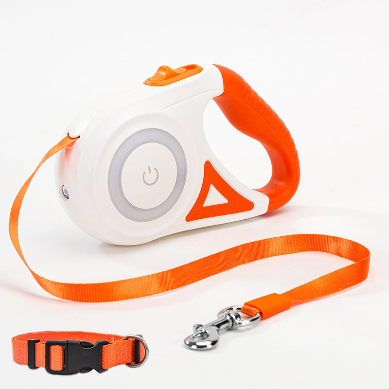 Retractable Dog Leash with Collar – Automatic Spotlight Pet Traction Rope