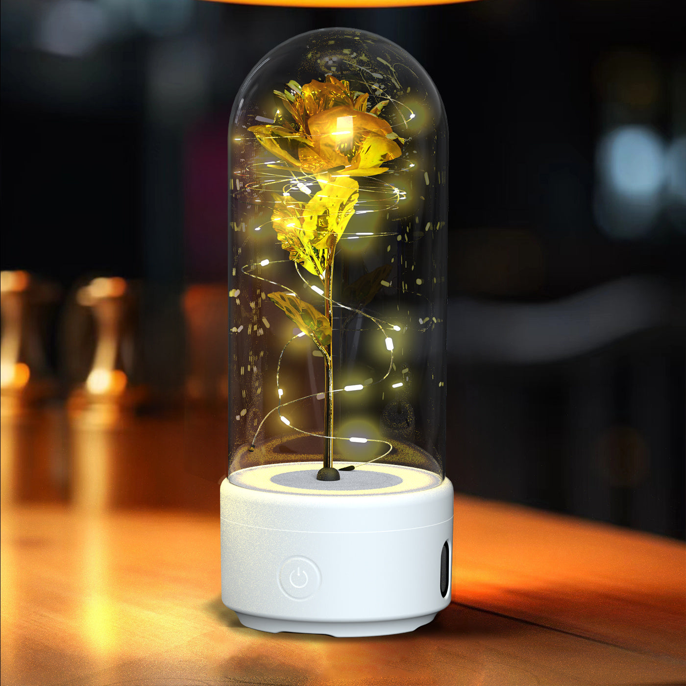 Creative 2-in-1 Rose Flowers LED Light and Bluetooth-Compatible Speaker