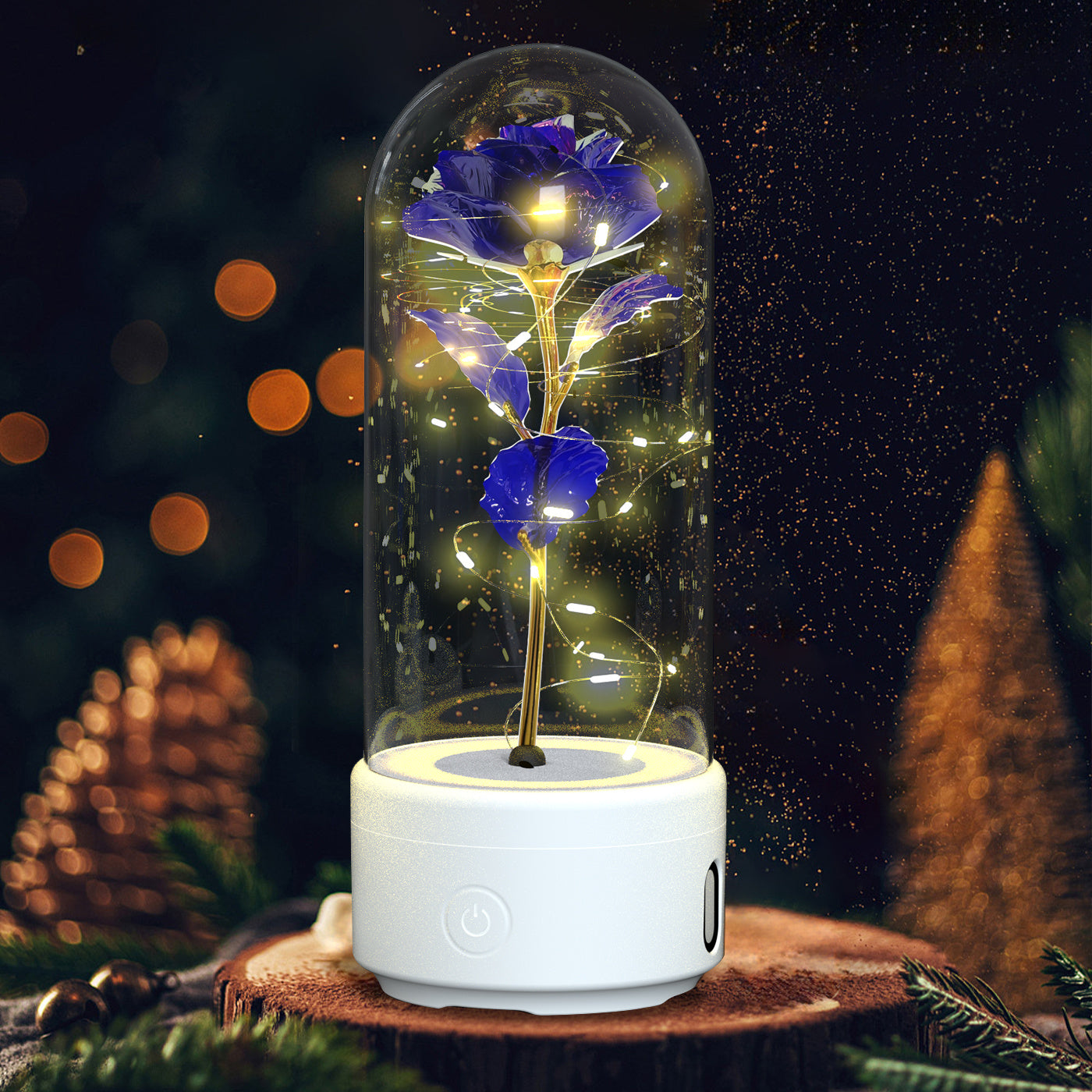 Creative 2-in-1 Rose Flowers LED Light and Bluetooth-Compatible Speaker