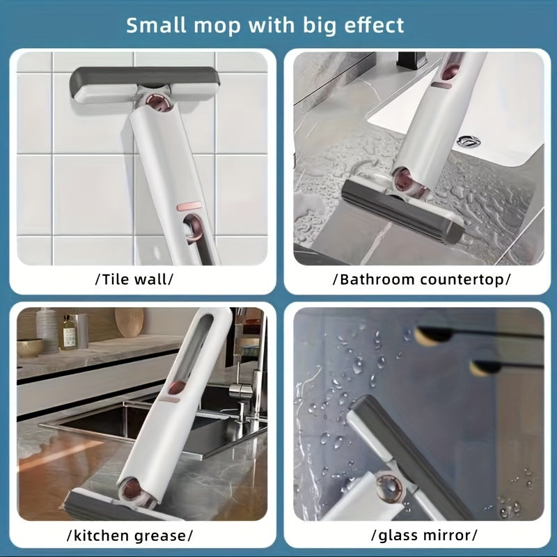 Portable Self-Squeezing Mini Mop – Effortless, Compact & Multi-Purpose Cleaning