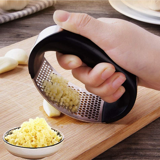 Stainless Steel Garlic Masher – Manual Curve Garlic Press