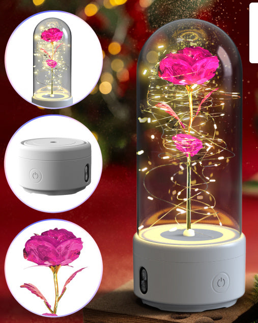 Creative 2-in-1 Rose Flowers LED Light and Bluetooth-Compatible Speaker