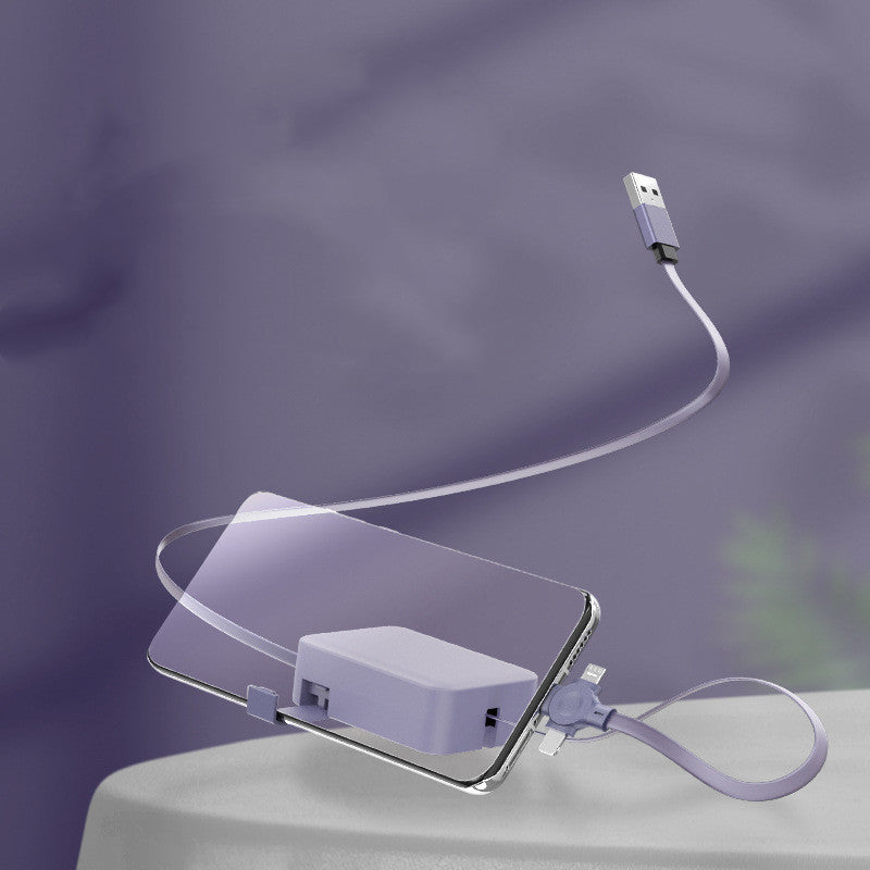 4-in-1 Retractable USB Cable with Phone Stand & Storage Box