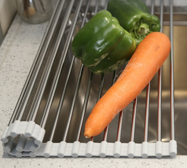 Folding Kitchen Drain Sink Rack – Stainless Steel