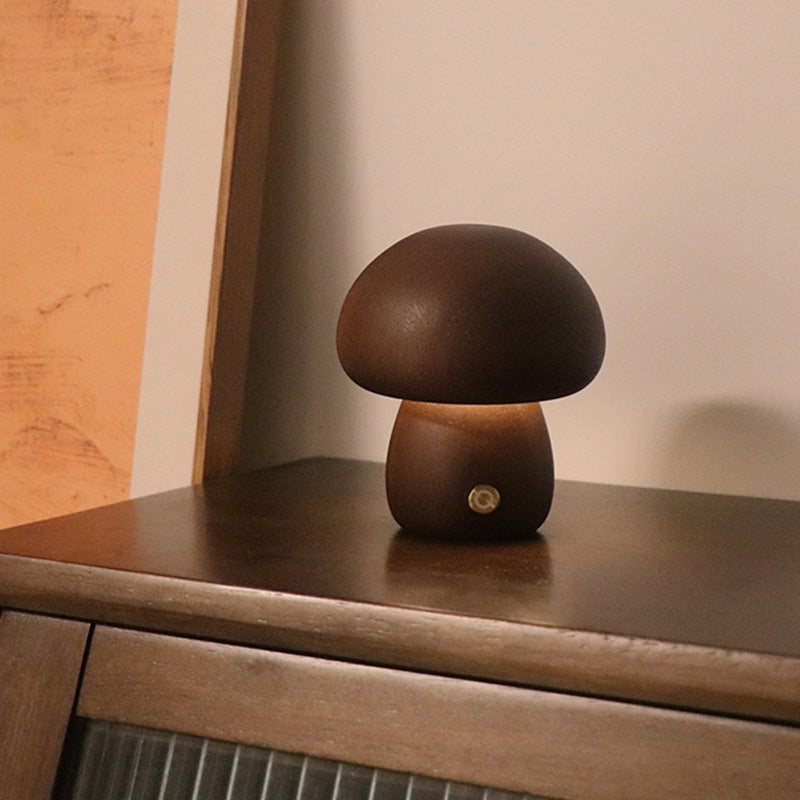 Wooden Mushroom LED Night Light – Cozy & Touch-Activated