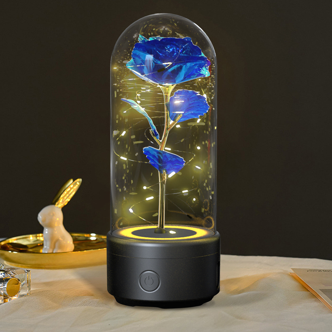 Creative 2-in-1 Rose Flowers LED Light and Bluetooth-Compatible Speaker
