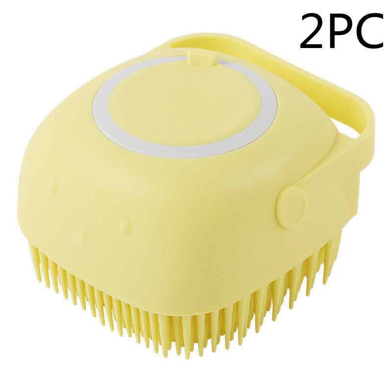 Silicone Dog Bath & Massage Brush – 2-in-1 Pet Grooming & Shampoo Dispenser