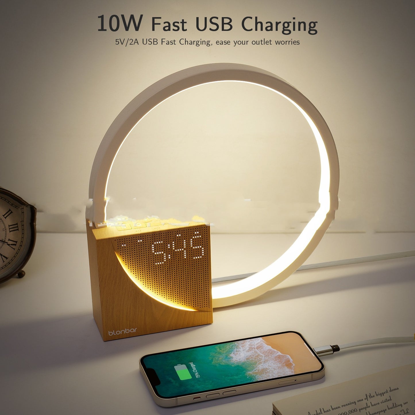 Bedside Lamp Touch Table Lamp with Natural Sounds & Alarm Clock