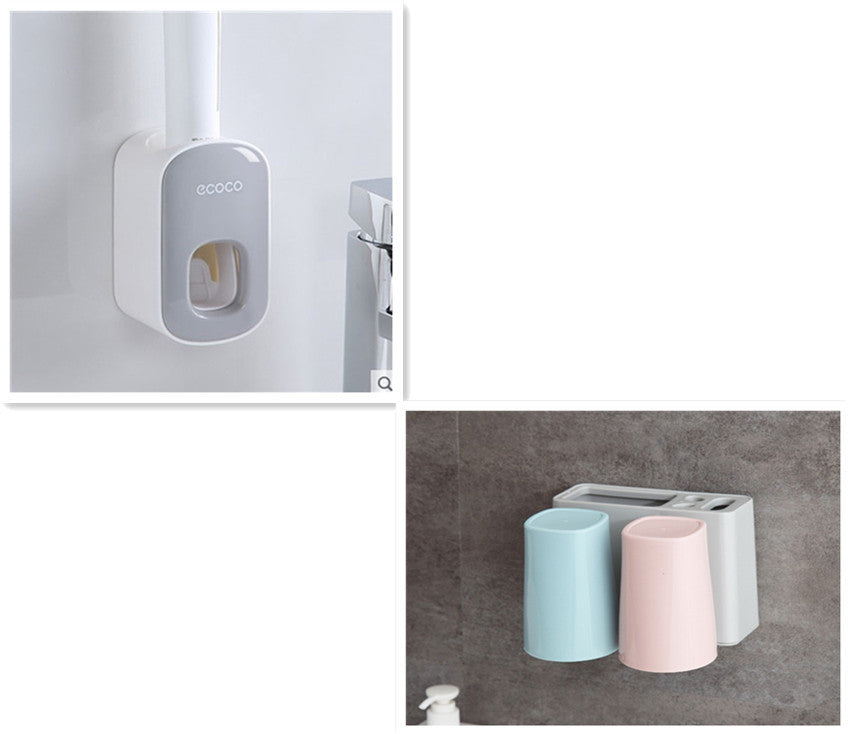 Wall-Mounted Automatic Toothpaste Dispenser & Storage Rack