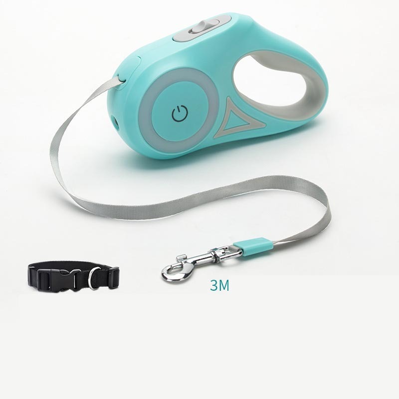 Retractable Dog Leash with Collar – Automatic Spotlight Pet Traction Rope