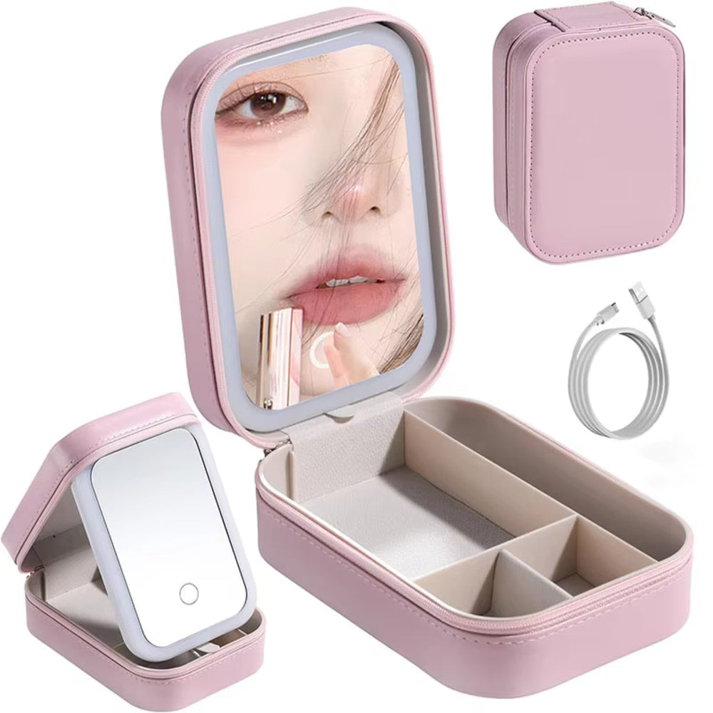 LED Makeup Bag with Mirror – Portable & Stylish Cosmetic Storage