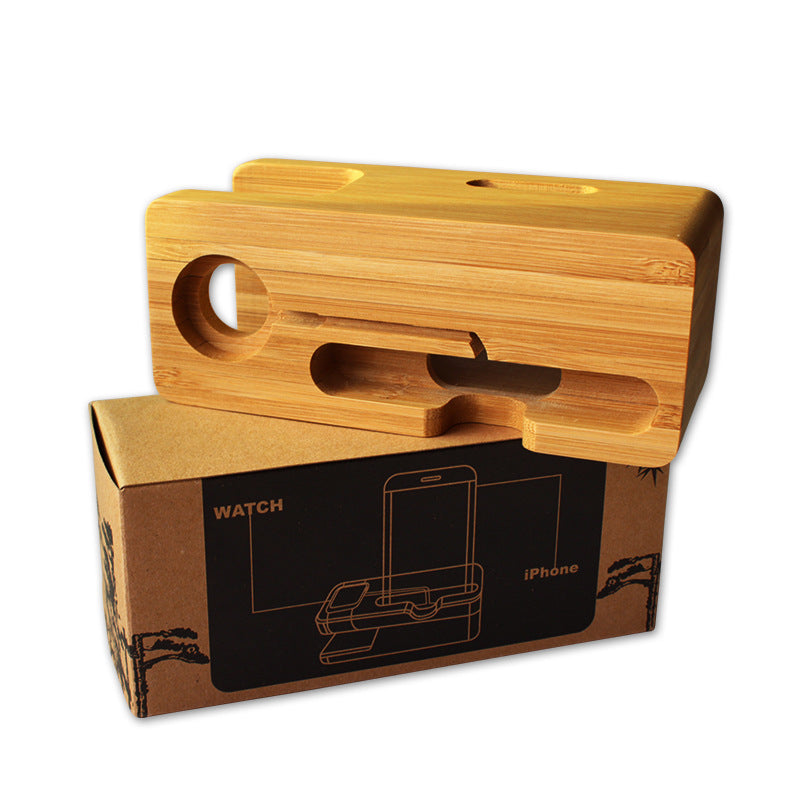 Bamboo Watch & Smartphone Stand – Stylish & Functional Organizer