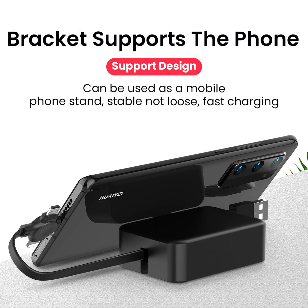 4-in-1 Retractable USB Cable with Phone Stand & Storage Box