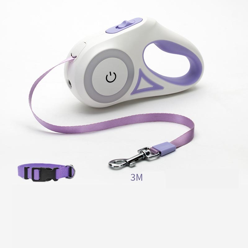 Retractable Dog Leash with Collar – Automatic Spotlight Pet Traction Rope