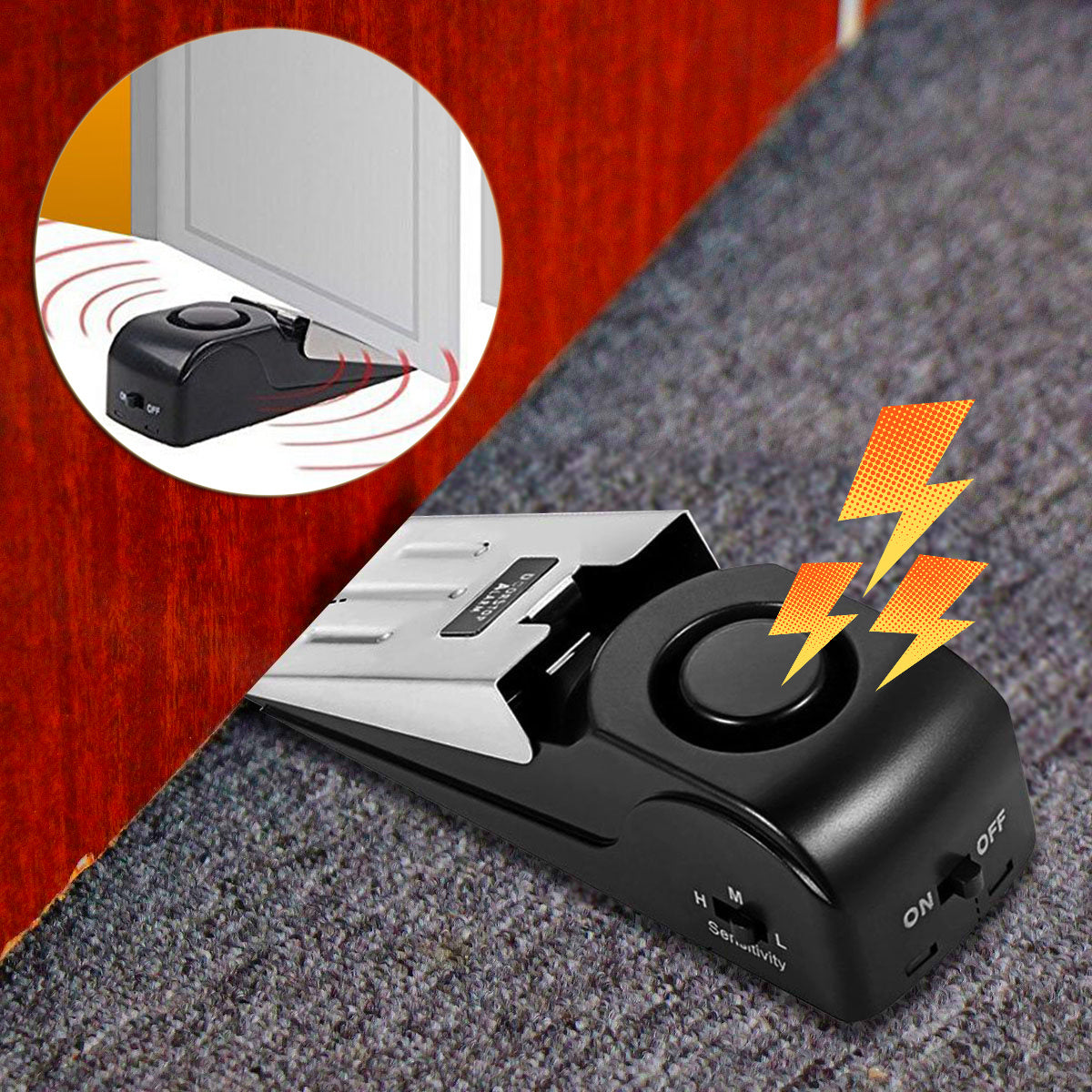 Door Stop Alarm - Portable Security Alarm for Home, Dormitory, and Travel