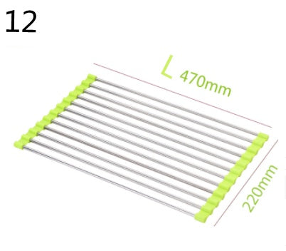 Folding Kitchen Drain Sink Rack – Stainless Steel